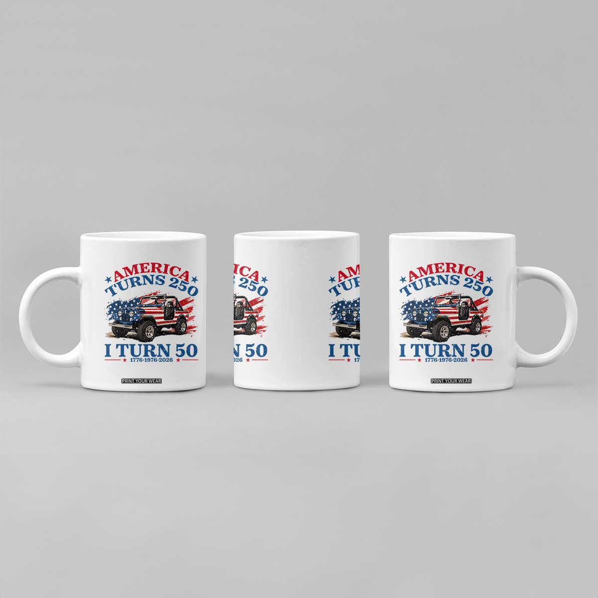 America Turns 250 I Turn 50 1976 50th Birthday Coffee Mug Compact Classic Off-road SUV