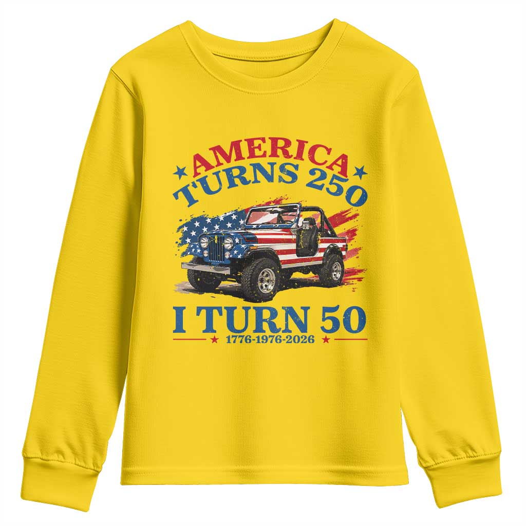 America Turns 250 I Turn 50 1976 50th Birthday Youth Sweatshirt Compact Classic Off-road SUV