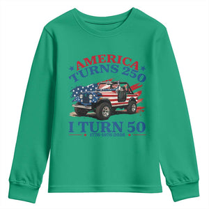 America Turns 250 I Turn 50 1976 50th Birthday Youth Sweatshirt Compact Classic Off-road SUV