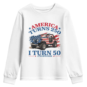 America Turns 250 I Turn 50 1976 50th Birthday Youth Sweatshirt Compact Classic Off-road SUV