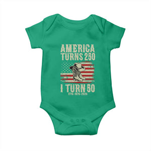 America Turns 250 I Turn 50 1976 50th Birthday Baby Onesie Patriotic Cowboy Cowgirl Rodeo 4th of July