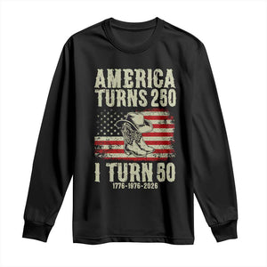 America Turns 250 I Turn 50 1976 50th Birthday Long Sleeve Shirt Patriotic Cowboy Cowgirl Rodeo 4th of July
