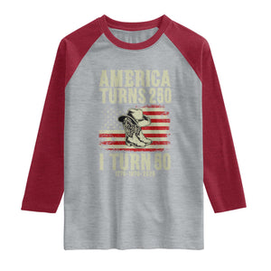 America Turns 250 I Turn 50 1976 50th Birthday Raglan Shirt Patriotic Cowboy Cowgirl Rodeo 4th of July