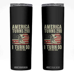 America Turns 250 I Turn 50 1976 50th Birthday Skinny Tumbler Patriotic Cowboy Cowgirl Rodeo 4th of July