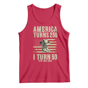 America Turns 250 I Turn 50 1976 50th Birthday Tank Top Patriotic Cowboy Cowgirl Rodeo 4th of July