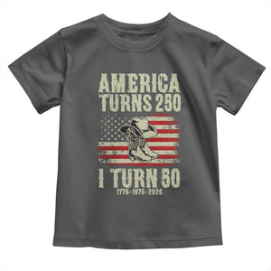 America Turns 250 I Turn 50 1976 50th Birthday Toddler T Shirt Patriotic Cowboy Cowgirl Rodeo 4th of July