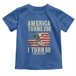 America Turns 250 I Turn 50 1976 50th Birthday Toddler T Shirt Patriotic Cowboy Cowgirl Rodeo 4th of July