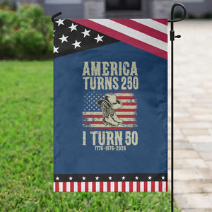 America Turns 250 I Turn 50 1976 50th Birthday Patriotic Garden Flag Cowboy Cowgirl Rodeo 4th of July