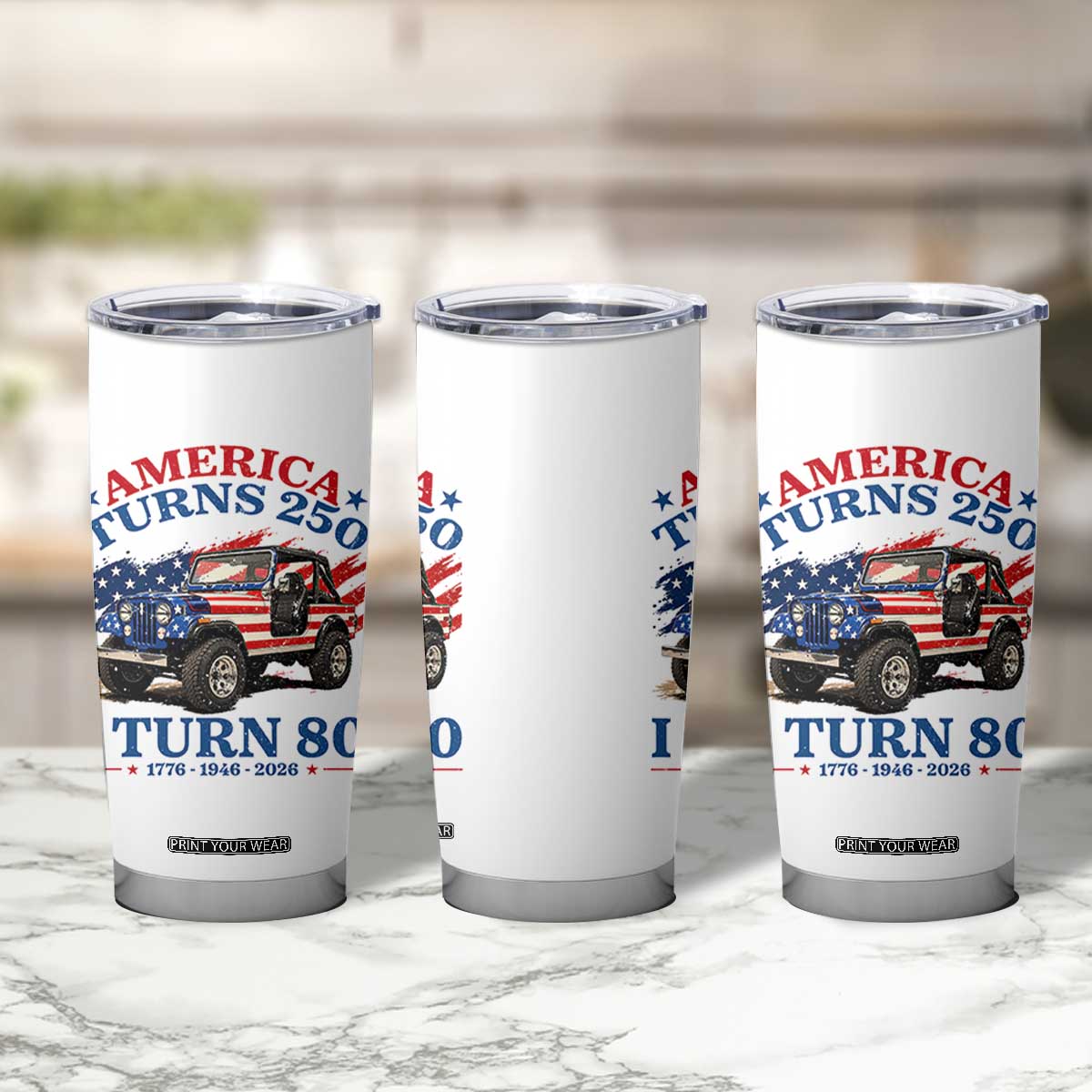 America Turns 250 I Turn 80 1946 80th Birthday Tumbler Cup Compact Classic Off-road SUV