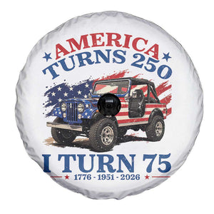 America Turns 250 I Turn 75 1951 75th Birthday Spare Tire Cover Compact Classic Off-road SUV