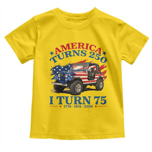 America Turns 250 I Turn 75 1951 75th Birthday Toddler T Shirt Compact Classic Off-road SUV