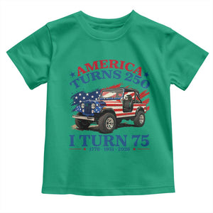America Turns 250 I Turn 75 1951 75th Birthday Toddler T Shirt Compact Classic Off-road SUV