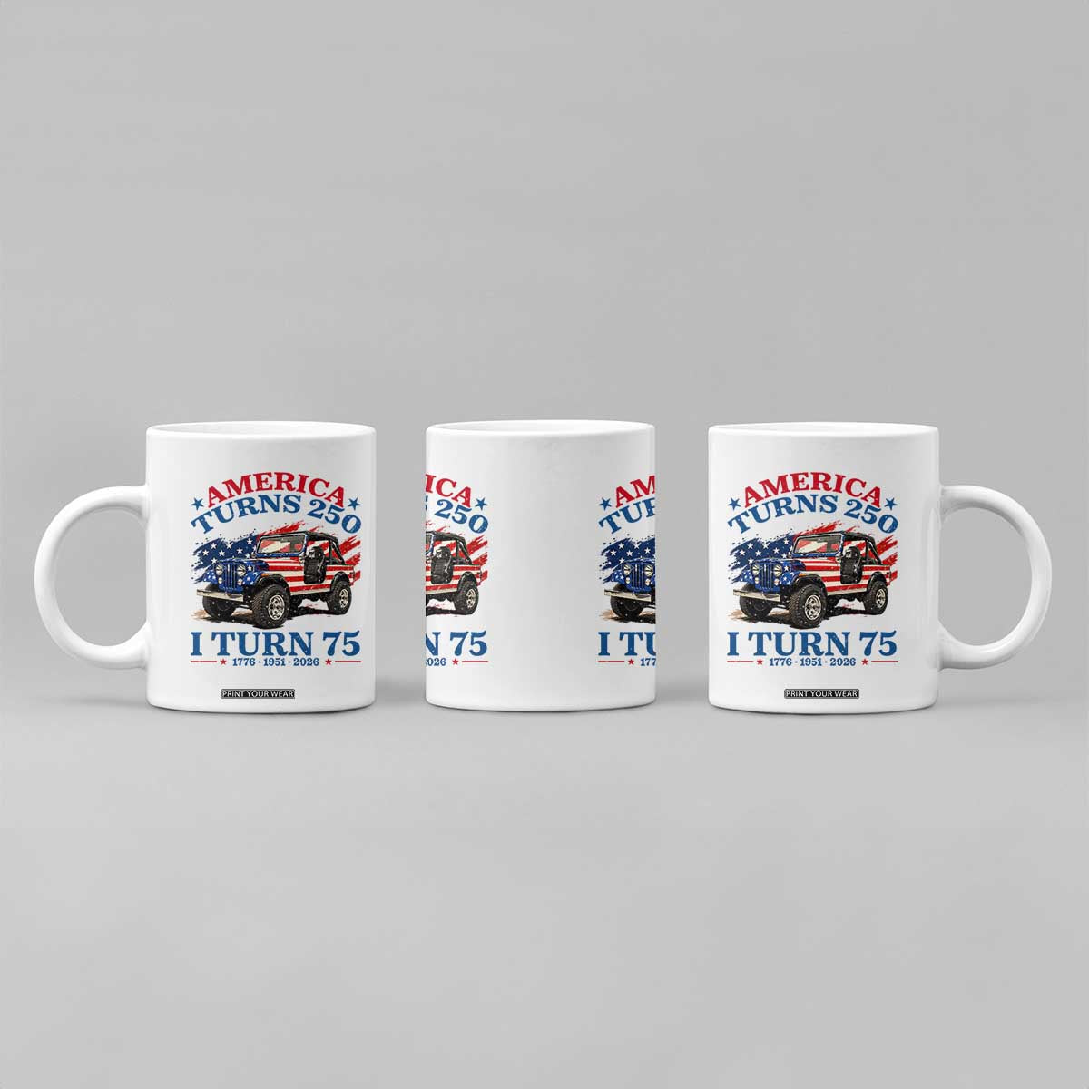 America Turns 250 I Turn 75 1951 75th Birthday Coffee Mug Compact Classic Off-road SUV