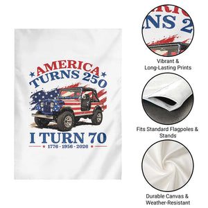 America Turns 250 I Turn 70 1956 70th Birthday Garden Flag Compact Classic Off-road SUV