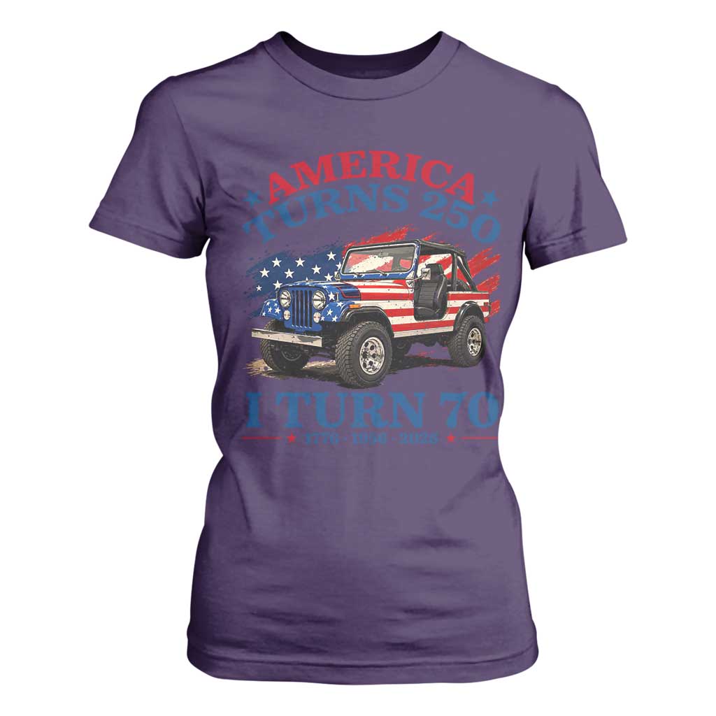 America Turns 250 I Turn 70 1956 70th Birthday T Shirt For Women Compact Classic Off-road SUV