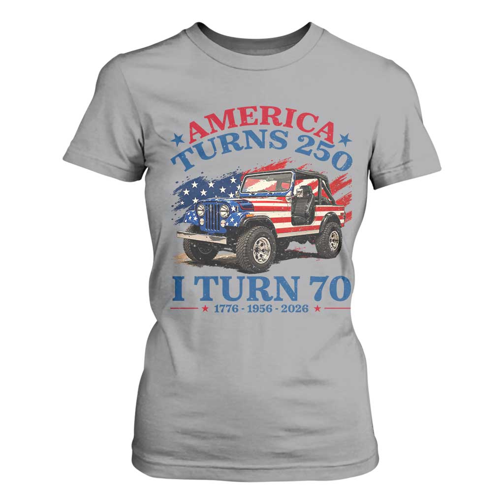America Turns 250 I Turn 70 1956 70th Birthday T Shirt For Women Compact Classic Off-road SUV