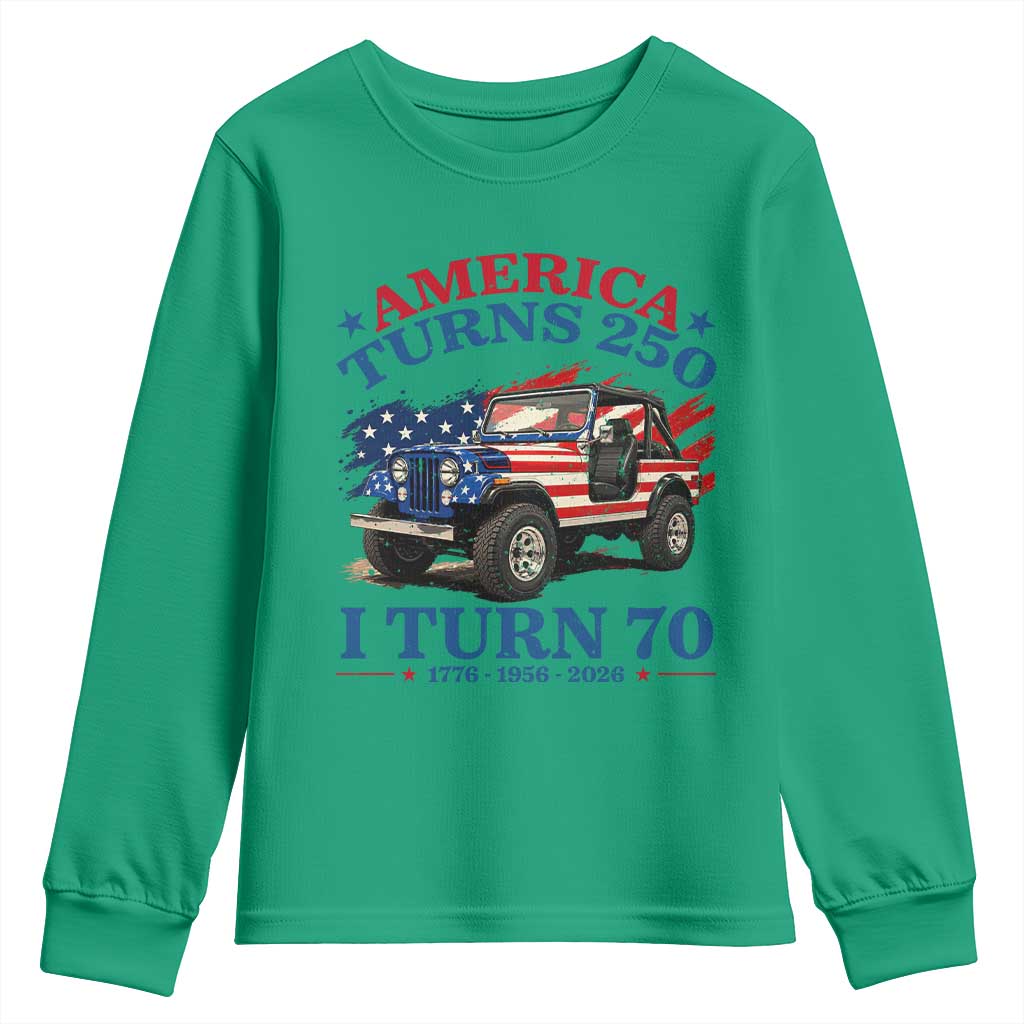 America Turns 250 I Turn 70 1956 70th Birthday Youth Sweatshirt Compact Classic Off-road SUV
