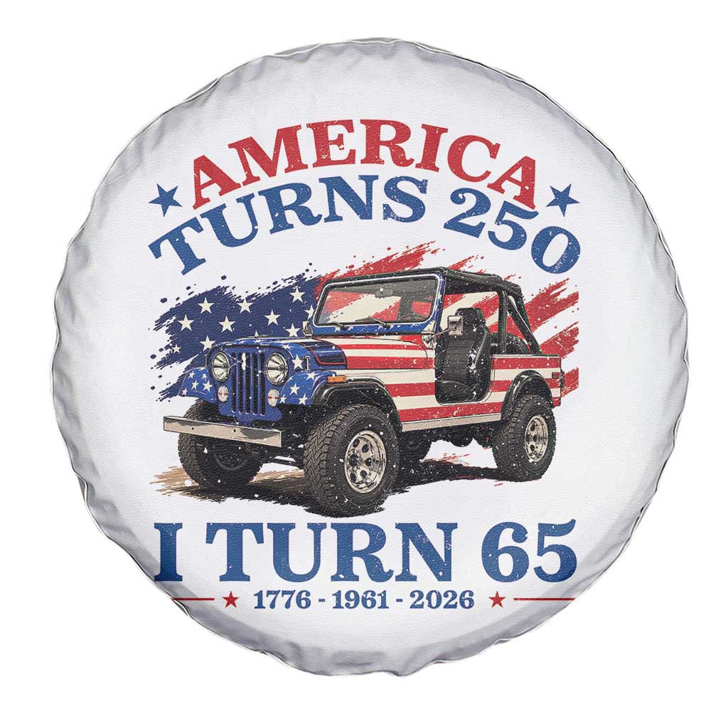 America Turns 250 I Turn 65 1961 65th Birthday Spare Tire Cover Compact Classic Off-road SUV