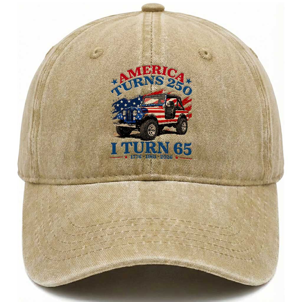 America Turns 250 I Turn 65 1961 65th Birthday Washed Cotton Baseball Cap Compact Classic Off-road SUV TS14 Print Your Wear