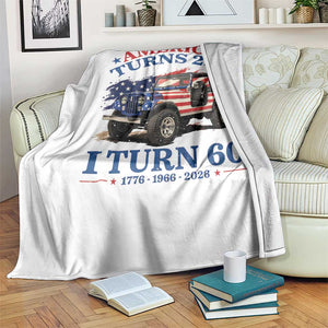 America Turns 250 I Turn 60 1966 60th Birthday Throw Blanket Compact Classic Off-road SUV