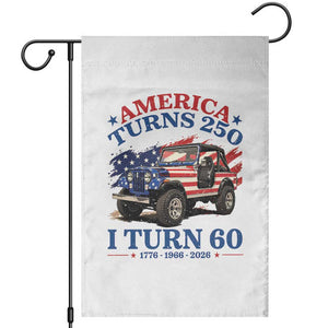 America Turns 250 I Turn 60 1966 60th Birthday Garden Flag Compact Classic Off-road SUV
