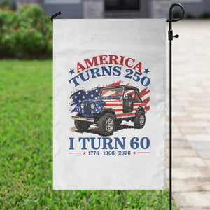 America Turns 250 I Turn 60 1966 60th Birthday Garden Flag Compact Classic Off-road SUV