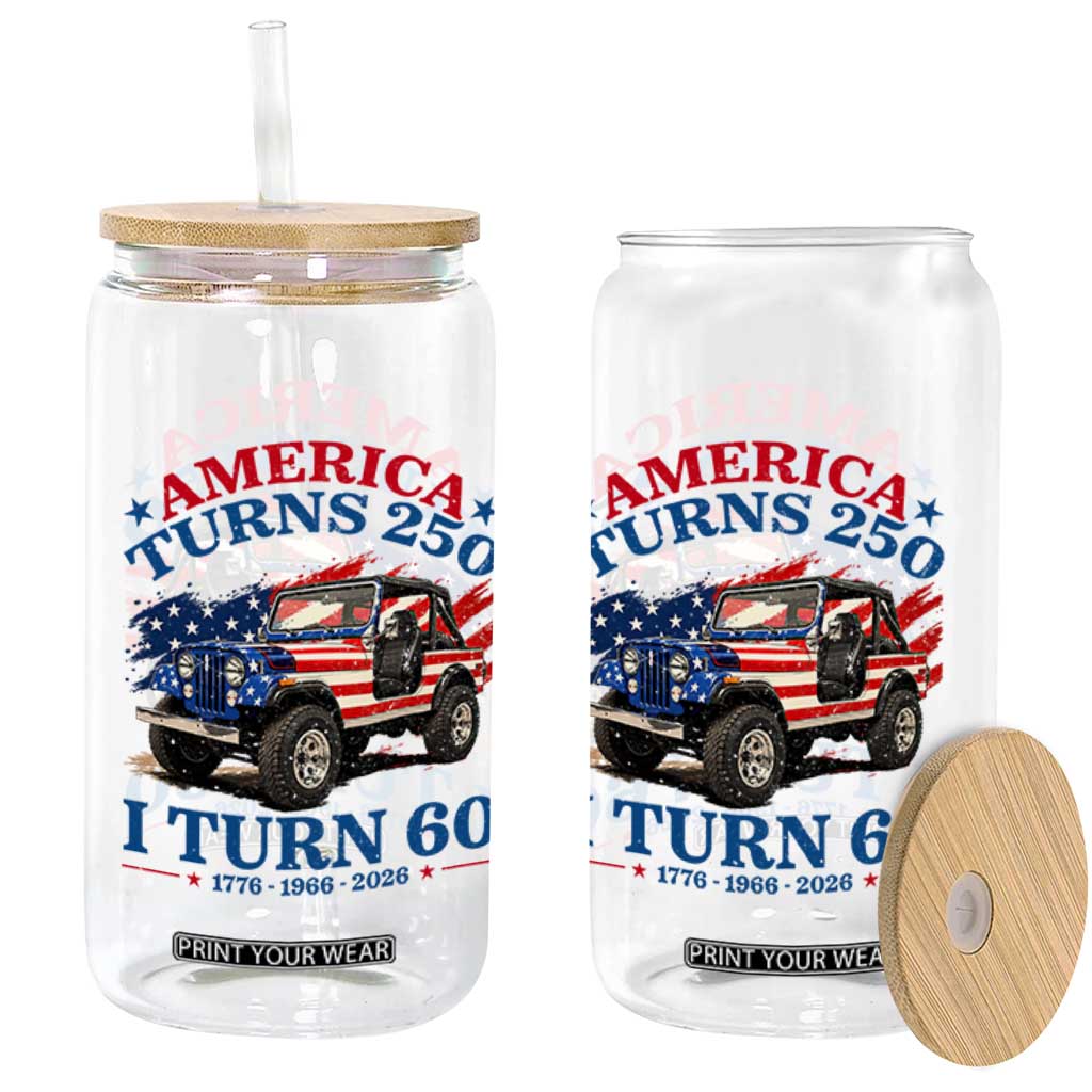 America Turns 250 I Turn 60 1966 60th Birthday Glass Can Compact Classic Off-road SUV