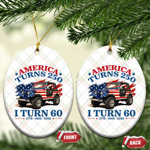 America Turns 250 I Turn 60 1966 60th Birthday Ceramic Ornament Compact Classic Off-road SUV