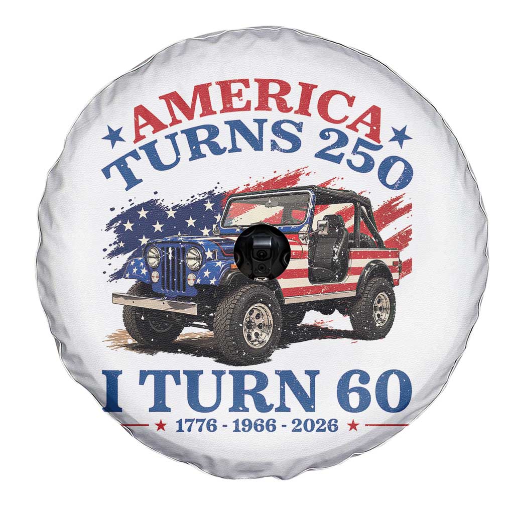 America Turns 250 I Turn 60 1966 60th Birthday Spare Tire Cover Compact Classic Off-road SUV