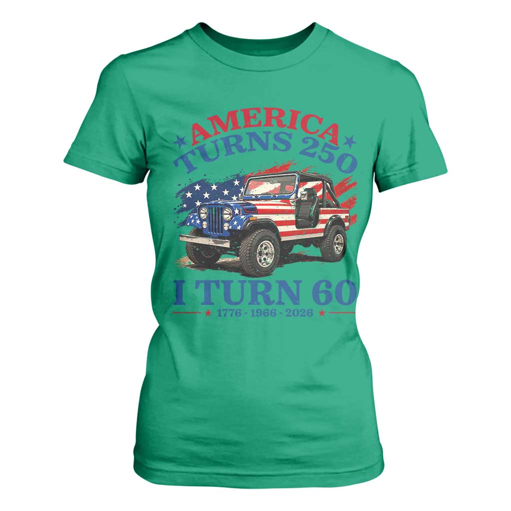 America Turns 250 I Turn 60 1966 60th Birthday T Shirt For Women Compact Classic Off-road SUV