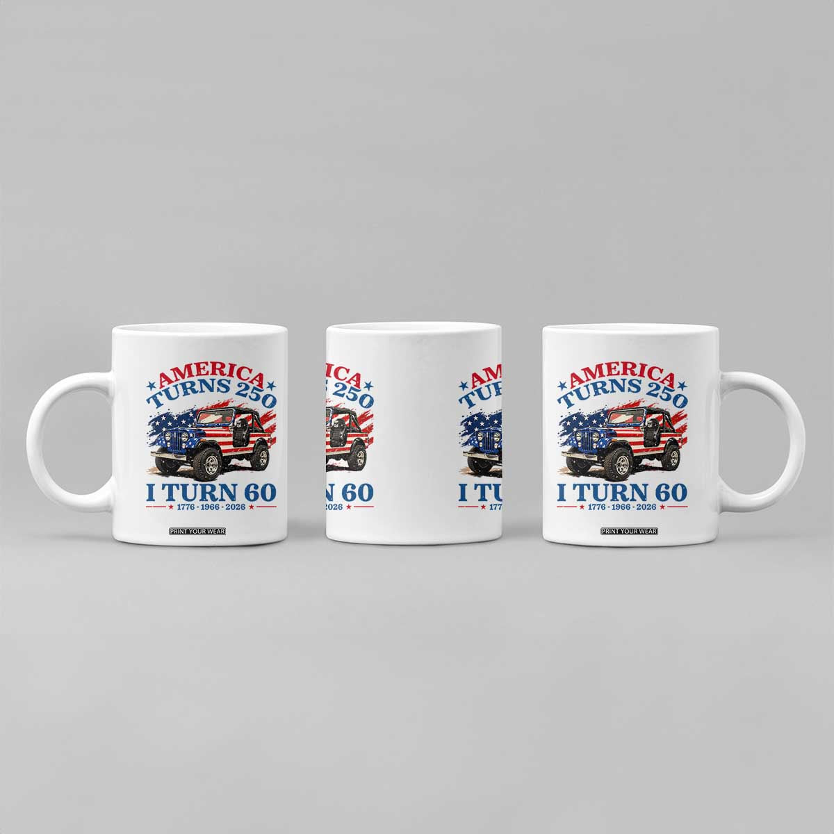 America Turns 250 I Turn 60 1966 60th Birthday Coffee Mug Compact Classic Off-road SUV