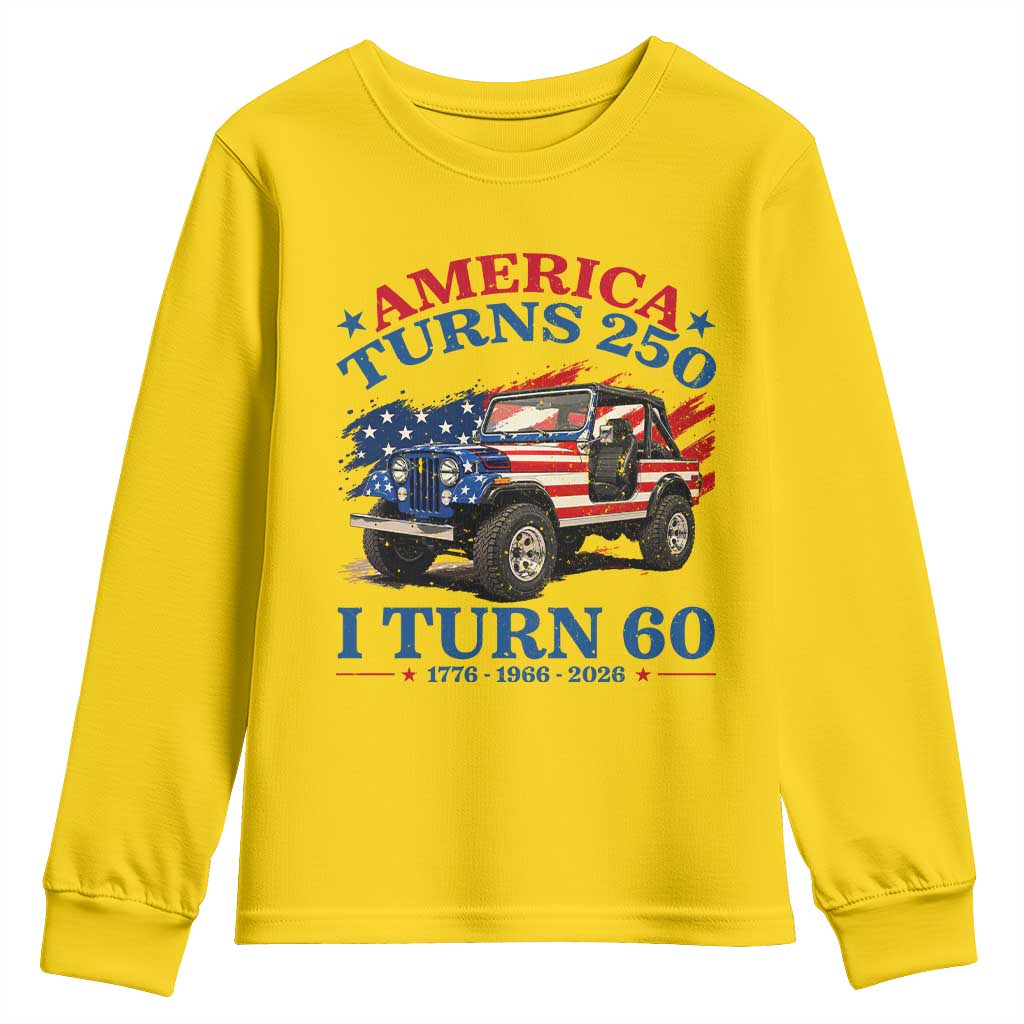 America Turns 250 I Turn 60 1966 60th Birthday Youth Sweatshirt Compact Classic Off-road SUV