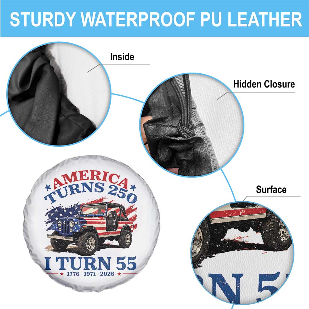 America Turns 250 I Turn 55 1971 55th Birthday Spare Tire Cover Compact Classic Off-road SUV