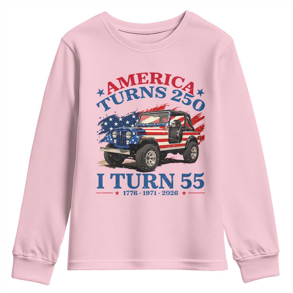 America Turns 250 I Turn 55 1971 55th Birthday Youth Sweatshirt Compact Classic Off-road SUV