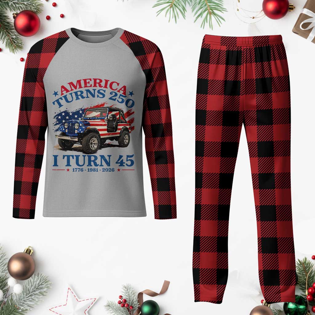 America Turns 250 I Turn 45 1981 45th Birthday Plaid Pajama Set Compact Classic Off-road SUV TS14 Buffalo Plaid Print Your Wear