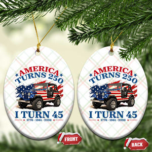 America Turns 250 I Turn 45 1981 45th Birthday Ceramic Ornament Compact Classic Off-road SUV
