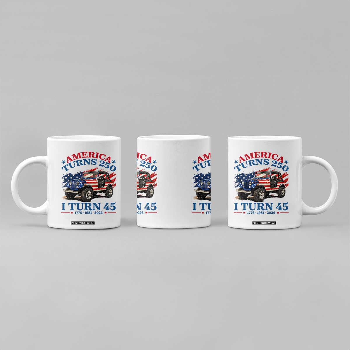 America Turns 250 I Turn 45 1981 45th Birthday Coffee Mug Compact Classic Off-road SUV