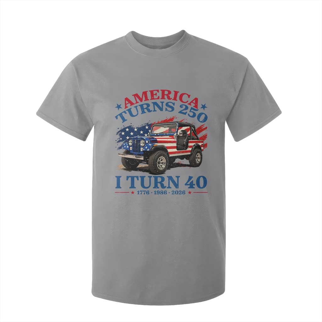 America Turns 250 I Turn 40 1986 40th Birthday T Shirt For Kid Compact Classic Off-road SUV