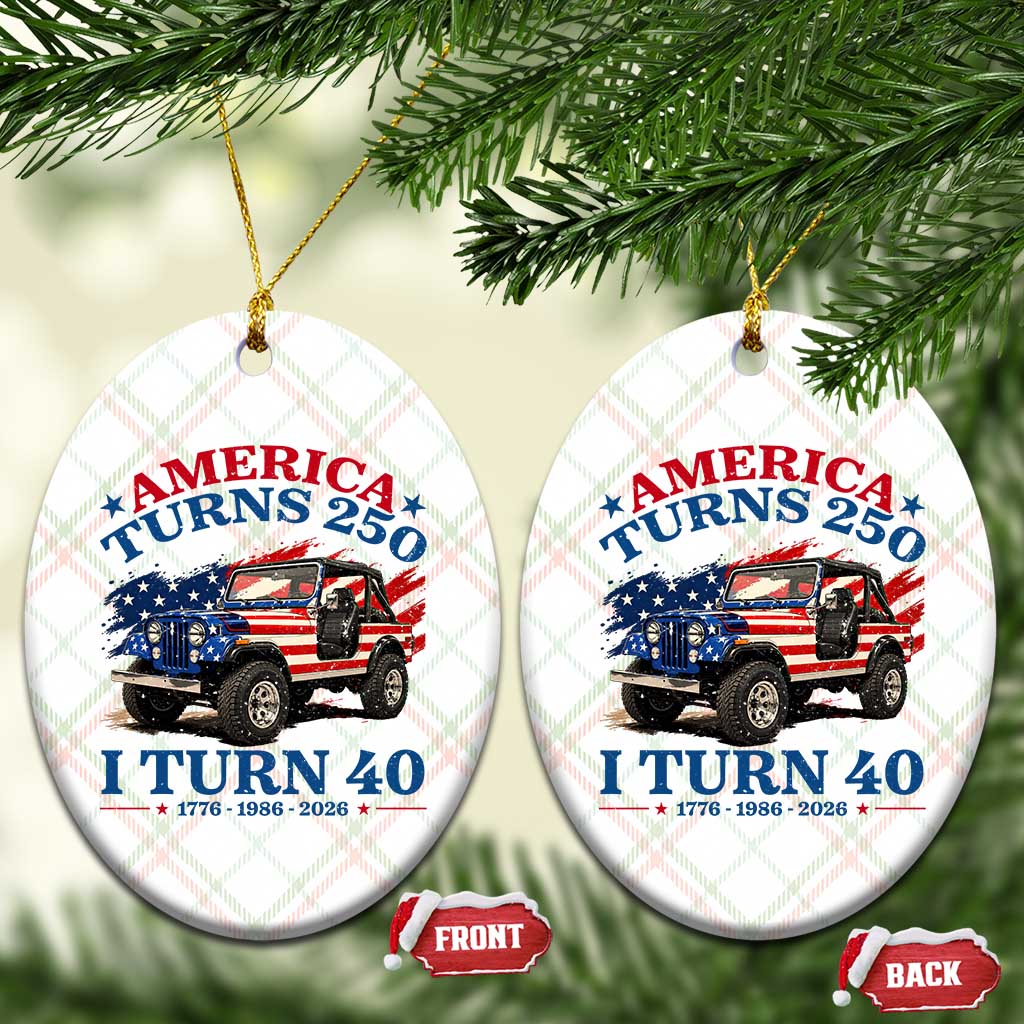 America Turns 250 I Turn 40 1986 40th Birthday Ceramic Ornament Compact Classic Off-road SUV