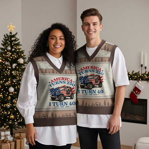 America Turns 250 I Turn 40 1986 40th Birthday V-Neck Knit Sweater Vest Compact Classic Off-road SUV