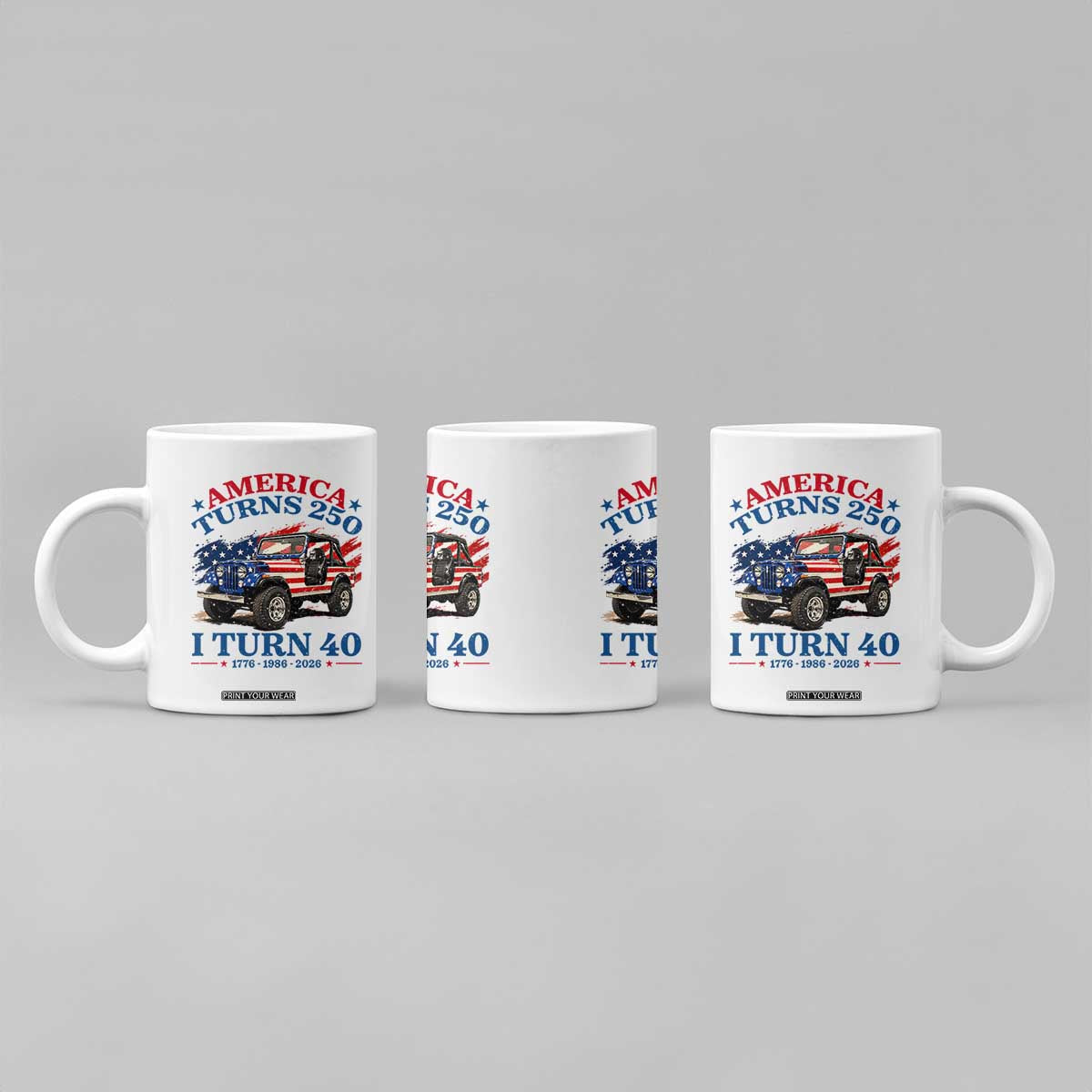 America Turns 250 I Turn 40 1986 40th Birthday Coffee Mug Compact Classic Off-road SUV