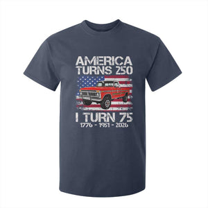 America Turns 250 I Turn 75 1951 75th Birthday T Shirt For Kid Vintage Classic Original American Old Pickup Truck