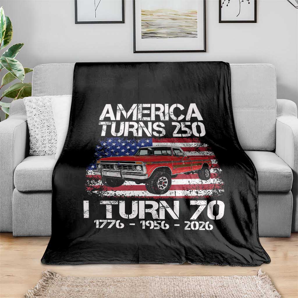 America Turns 250 I Turn 70 1956 70th Birthday Throw Blanket Vintage Classic Original American Old Pickup Truck