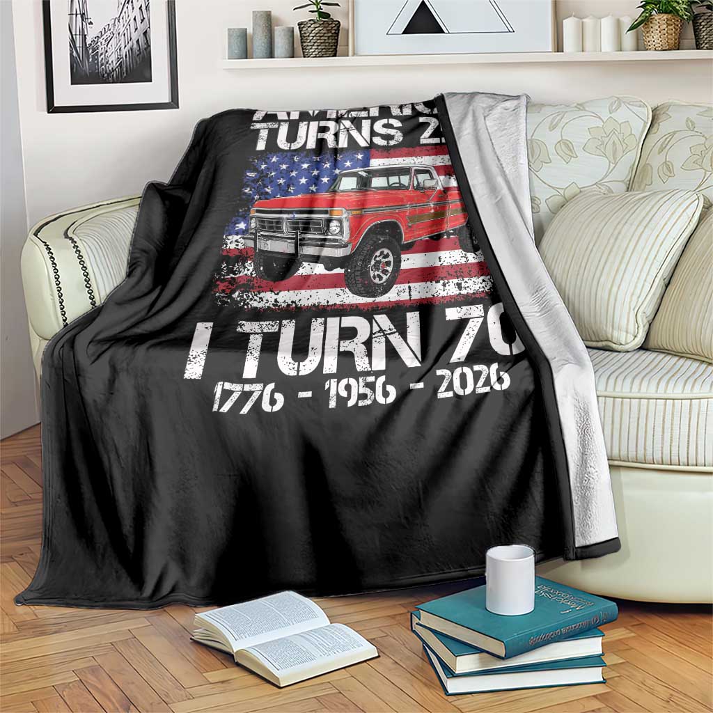 America Turns 250 I Turn 70 1956 70th Birthday Throw Blanket Vintage Classic Original American Old Pickup Truck