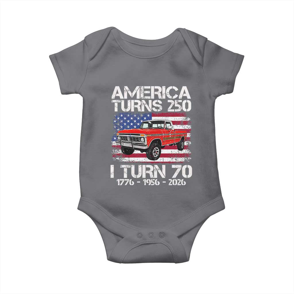 America Turns 250 I Turn 70 1956 70th Birthday Baby Onesie Vintage Classic Original American Old Pickup Truck
