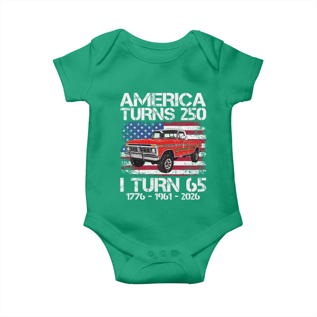 America Turns 250 I Turn 65 1961 65th Birthday Baby Onesie Vintage Classic Original American Old Pickup Truck