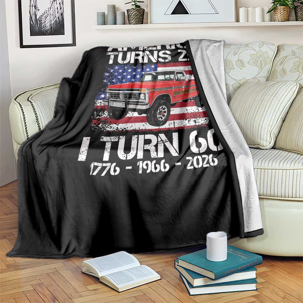 America Turns 250 I Turn 60 1966 60th Birthday Throw Blanket Vintage Classic Original American Old Pickup Truck