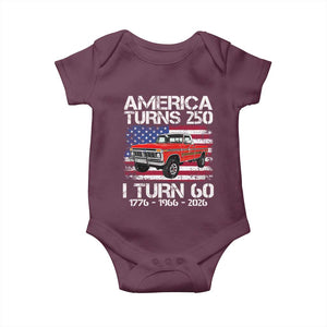 America Turns 250 I Turn 60 1966 60th Birthday Baby Onesie Vintage Classic Original American Old Pickup Truck
