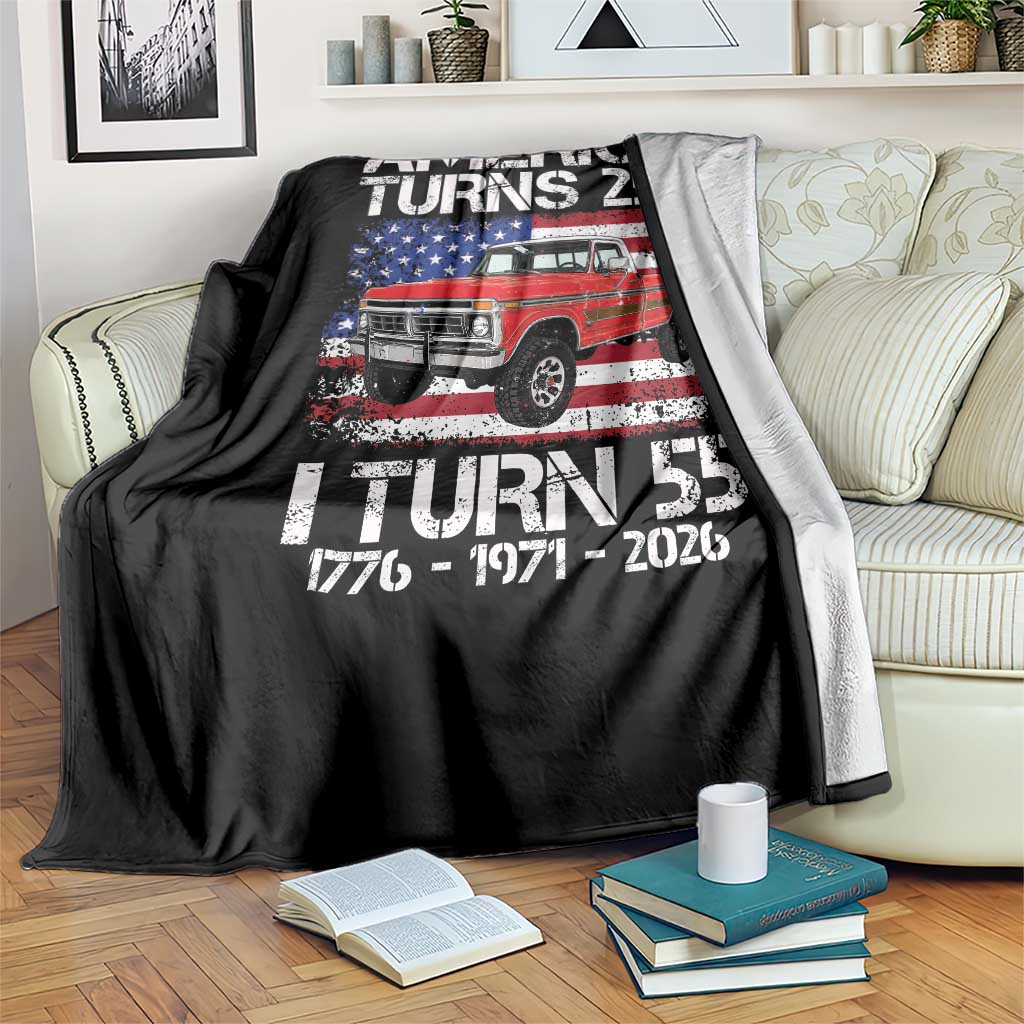 America Turns 250 I Turn 55 1971 55th Birthday Throw Blanket Vintage Classic Original American Old Pickup Truck