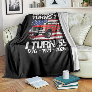 America Turns 250 I Turn 55 1971 55th Birthday Throw Blanket Vintage Classic Original American Old Pickup Truck